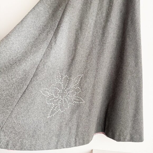 Vintage Ginori Sportswear Grey Wool Floral Motif Midi Skirt XS/S - Picture 4 of 5